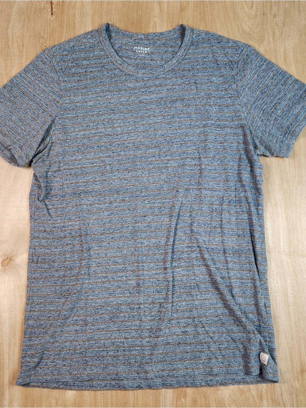Marine Layer Mens Gray & Orange Striped Short Sleeve T-Shirt Size Large